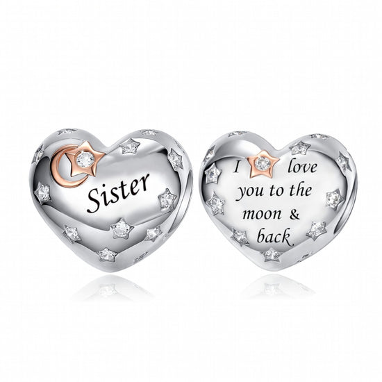 Pandora fitting Sister Heart Charm 925 Sterling Silver 