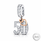 Pandora fitting 50th Birthday Charm 925 Sterling Silver & Rose Gold