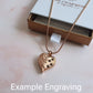 Engraved Cremation Ashes Angel Wing Heart Necklace Rose Gold Urn Dog cat paw
