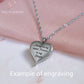 Engraved Cremation Ashes Angel Wing Heart Urn Necklace Silver