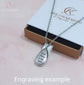 Engraved Teardrop Cremation Ashes Urn Necklace Silver