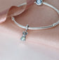 French Bulldog Dog Charm 925 Sterling Silver & Opal Heart