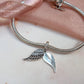 Engraved Angel Wing Charm 925 Sterling Silver - Personalised with your text