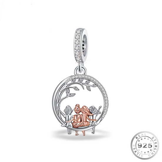 Four Sisters / Friends Charm 925 Sterling Silver & Rose Gold fits pandora