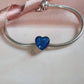 Blue Ashes & Resin Heart Charm 925 Sterling Silver