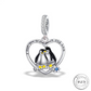 Penguins Charm 925 Sterling Silver - I Love You To The Moon (fits pandora)