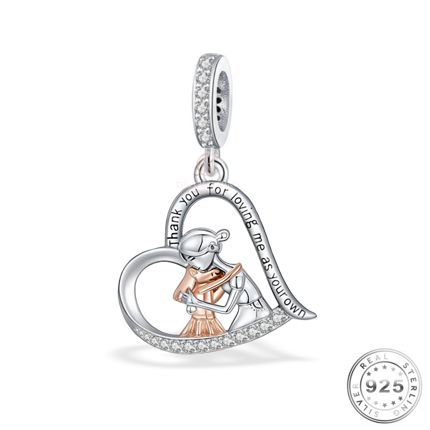 Step Mum / Mother Charm 925 Sterling Silver & Rose Gold (fits pandora )