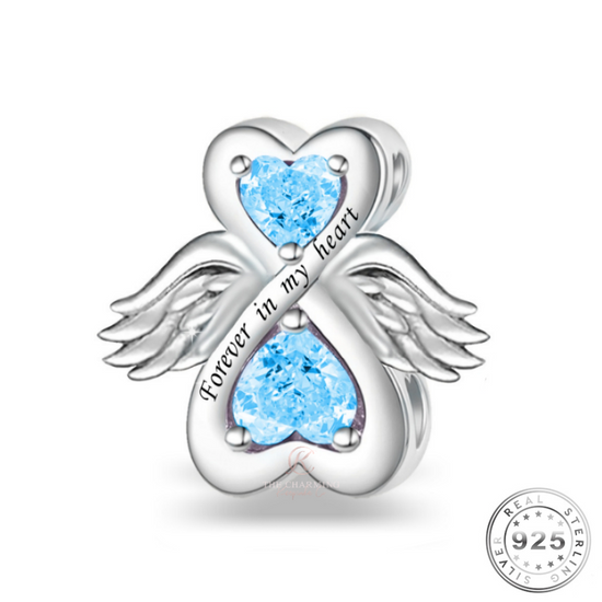 Guardian Angel Wings Charm 925 Sterling Silver  ( fits pandora )