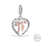 Family Tree Angel Wing Charm Rose Gold & 925 Sterling Silver Memorial ( fits pandora )