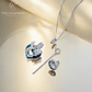 Hummingbird Ashes Urn Necklace 925 Sterling Silver & Blue Crystal