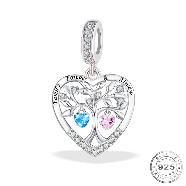 Family Tree Charm 925 Sterling Silver - Family Forever & Always - fits pandora
