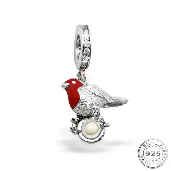 Red Robin Charm Genuine 925 Sterling Silver - Guardian Angel - Angels appear when Robin&