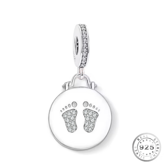 Baby Feet / Footprints Genuine 925 Sterling Silver - Baby Girl or Boy fits pandora