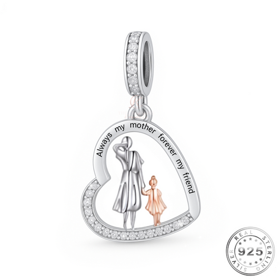 Mum & Daughter Charm 925 Sterling Silver - Forever My Friend fits Pandora genuine silver