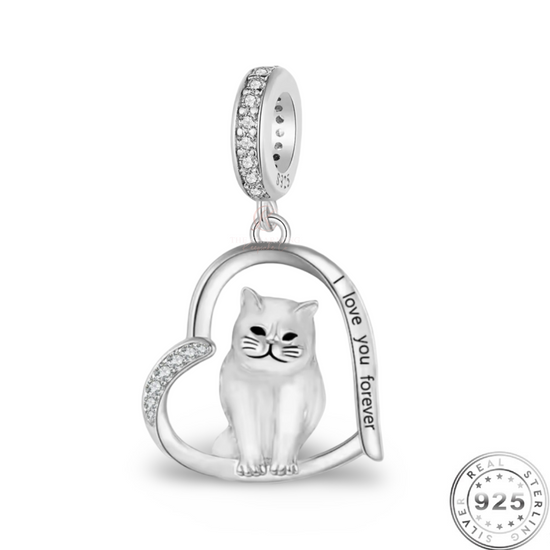 British Shorthair Cat Charm Genuine 925 Sterling Silver fits Pandora