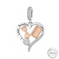 I Love Reading Charm 925 Sterling Silver & Rose Gold Book fits Pandora
