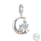 Pandora Fitting Mother & Son Moon Charm 925 Sterling Silver and Rose Gold Memorial or Mummy Mum Gift 