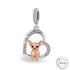 Chihuahua Dog Charm 925 Sterling Silver & Rose Gold - I Love You fits pandora