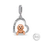 Labradoodle / Poodle Cross Dog I Love You Forever Charm 925 Sterling Silver & Rose Gold fits Pandora