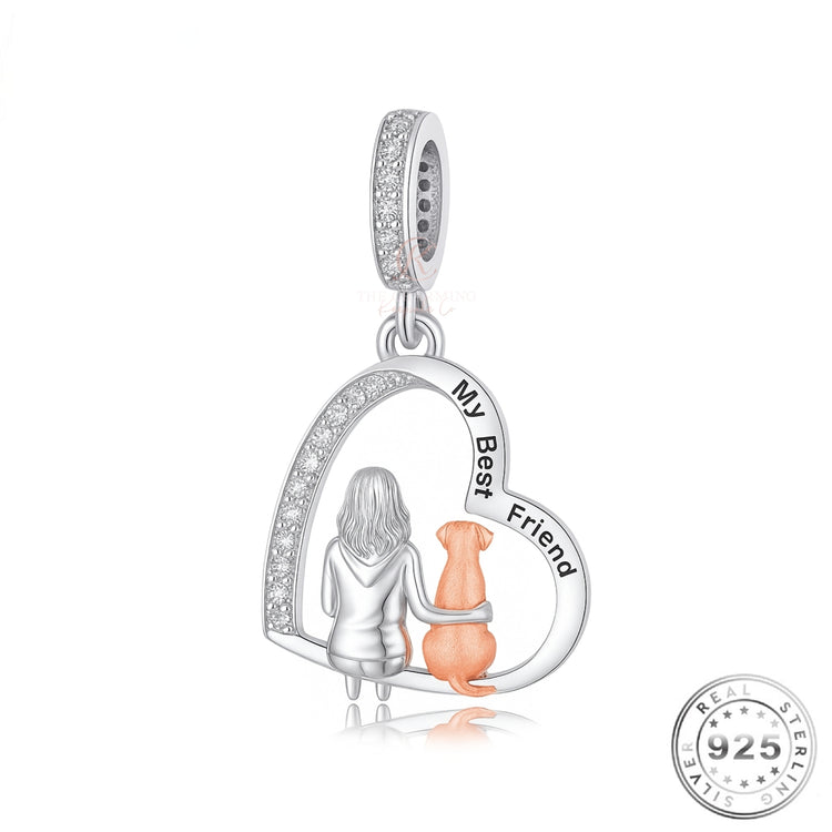 My Best Friend Dog Charm 925 Sterling Silver & Rose Gold fits Pandora