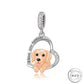 Golden Retriever Dog Charm 925 Sterling Silver & Rose Gold - I Love You Forever fits pandora