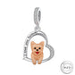 Terrier Dog I Love You Forever Charm 925 Sterling Silver & Rose Gold fits Pandora