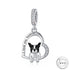 French Bulldog Dog Charm I Love You Forever 925 Sterling Silver fits Pandora