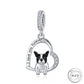 French Bulldog Dog Charm I Love You Forever 925 Sterling Silver fits Pandora