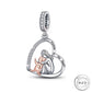 Forever In My Heart Dog Angel Wings Charm 925 Sterling Silver & Rose Gold Memorial - fits Pandora