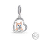Beagle Dog I Love You Forever Charm 925 Sterling Silver & Rose Gold fits Pandora