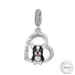 Boston Terrier Dog I Love You Forever Charm 925 Sterling Silver fits Pandora