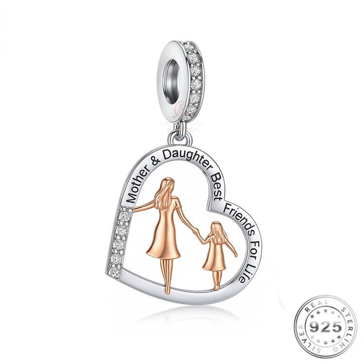 Mum & Daughter Charm 925 Sterling Silver - Best Friends fits Pandora