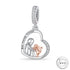 Cat Memorial Angel Wings Charm 925 Sterling Silver & Rose Gold fits Pandora