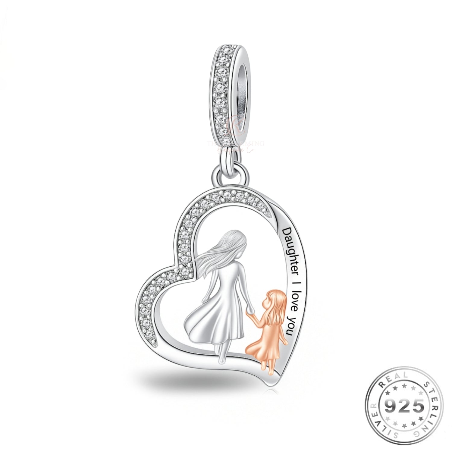 Daughter I Love You Charm 925 Sterling Silver - Mum & Daughter fits Pandora