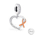 Orange Ribbon Charm 925 Sterling Silver - Racism Awareness OR Leukemia / Cancer fits Pandora