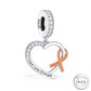 Orange Ribbon Charm 925 Sterling Silver - Racism Awareness OR Leukemia / Cancer fits Pandora