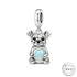 Staffy / Pitbull Dog Charm 925 Sterling Silver & Opal Heart fits Pandora