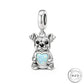 Staffy / Pitbull Dog Charm 925 Sterling Silver & Opal Heart fits Pandora