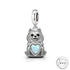 Pomeranian Dog Charm 925 Sterling Silver & Opal Heart fits Pandora