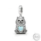 Pomeranian Dog Charm 925 Sterling Silver & Opal Heart fits Pandora