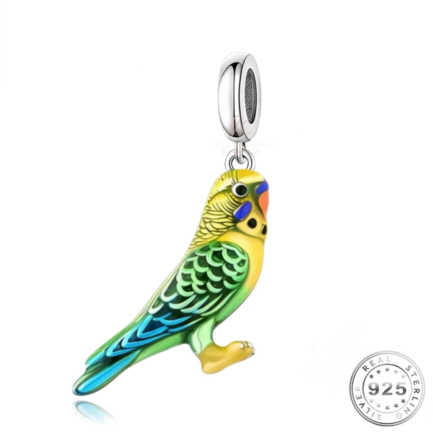Pandora fitting Budgie Bird Charm 925 Sterling Silver - Yellow & Green