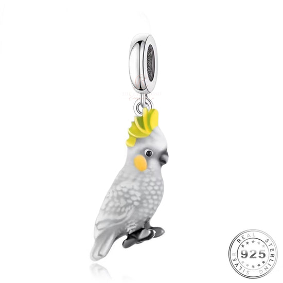 Pandora fitting Cockatiel Bird Charm 925 Sterling Silver