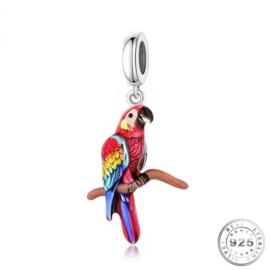 Macaw Parrot Bird Charm 925 Sterling Silver fits Pandora