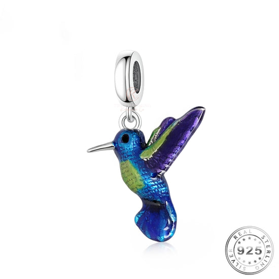 Hummingbird Charm 925 Sterling Silver FITS PANDORA