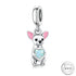 Chihuahua Dog Charm 925 Sterling Silver & Opal Heart fits Pandora