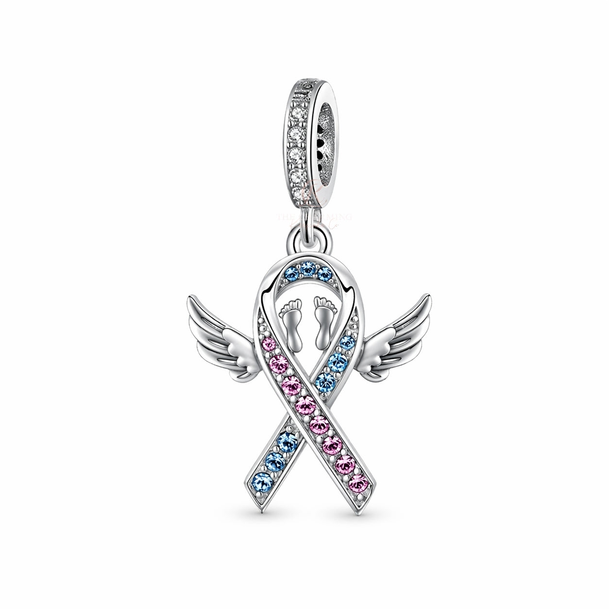 Pandora fitting Baby / Infant Loss Awareness Ribbon Charm 925 Sterling Silver - Miscarriage 
