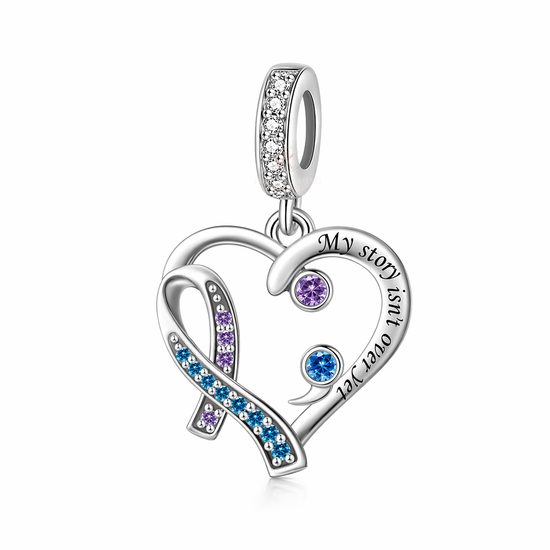 Pandora fitting Suicide Awareness Ribbon Charm 925 Sterling Silver - Semi Colon