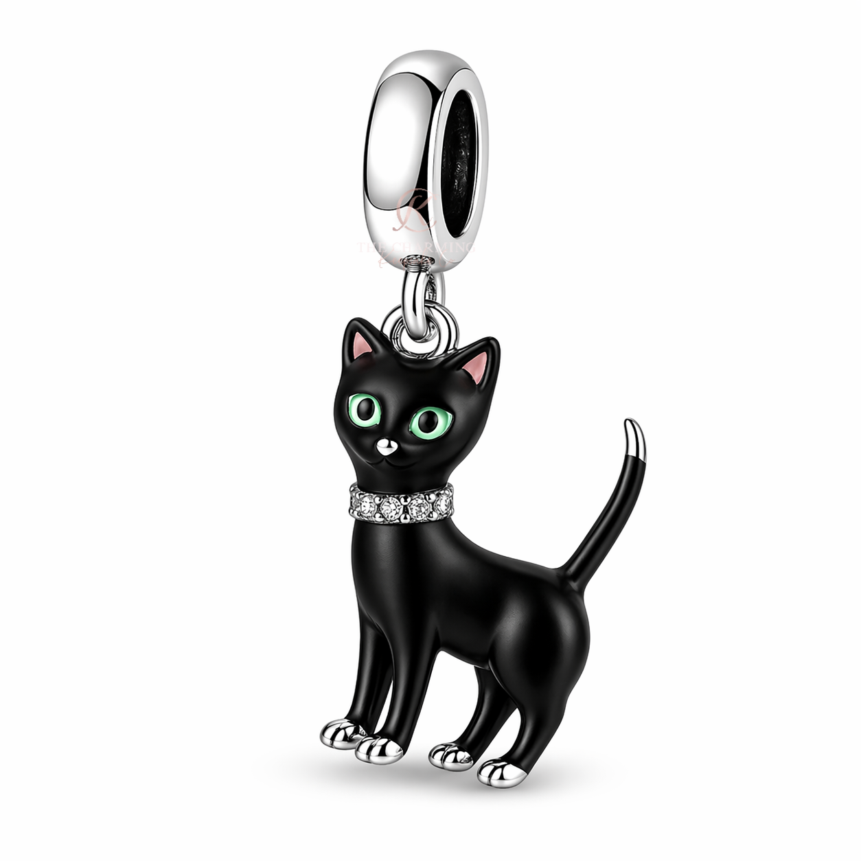 pandora fitting Black Cat Dangle Charm 925 Sterling Silver
