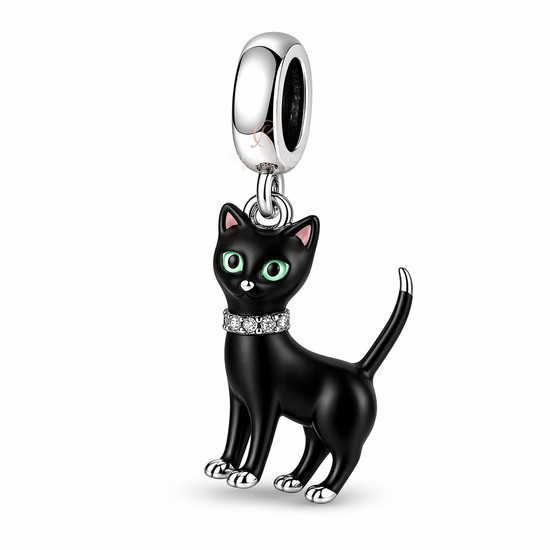 pandora fitting Black Cat Dangle Charm 925 Sterling Silver