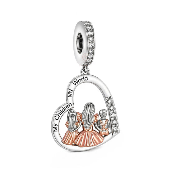 Pandora fitting My Children My World Charm 925 Sterling Silver & Rose Gold